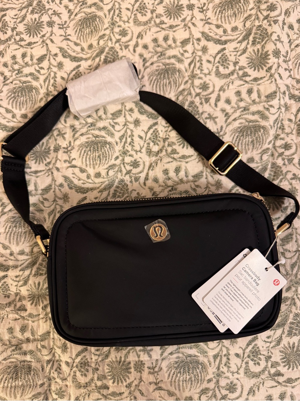 lululemon athletica Black Crossbody Belt Bag with Gold Hardware